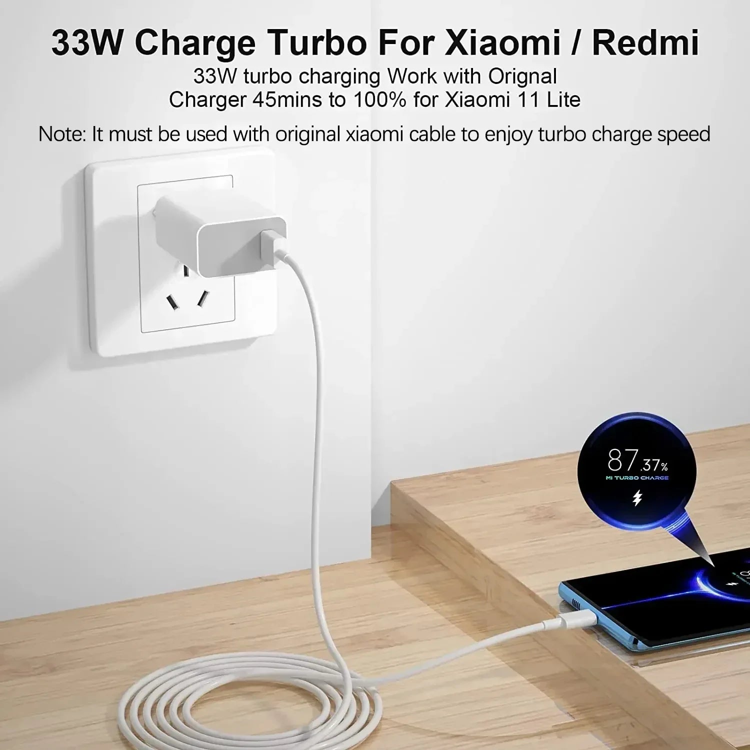Original 33W Turbo Charge Super Fast Charger EU/US Adapter For Mi 11 10 Lite 5G Poco X3 M4 Pro Redmi Poco Smart Phone