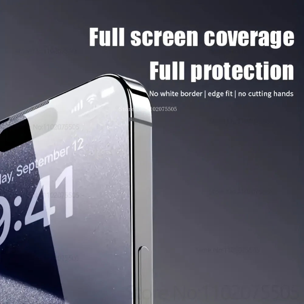 2Pcs Full Coverage Tempered Glass for IPhone17 17 Air 17 Promax 14 15 Plus 11 12 Promax 13 Mini 16 Promax One Click Installation